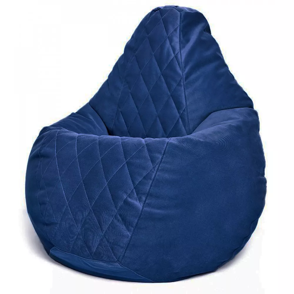 Fotoliu BeanBag din velur Maserrati "Romb", marimea "XXL" culoarea albastră
