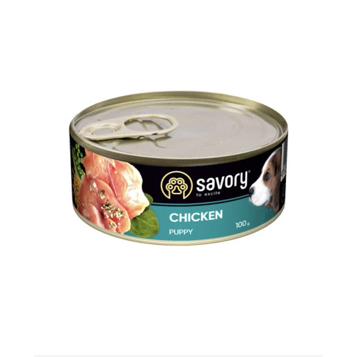Savory Dog All breeds Puppy chicken 100g, hrană umedă cu pui pentru căței