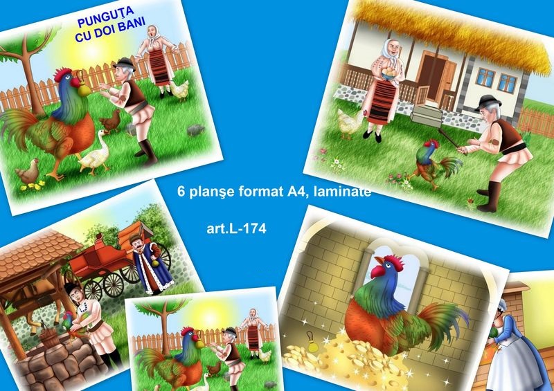 L-174 Povestea Punguţa cu doi bani - 6 planşe A4