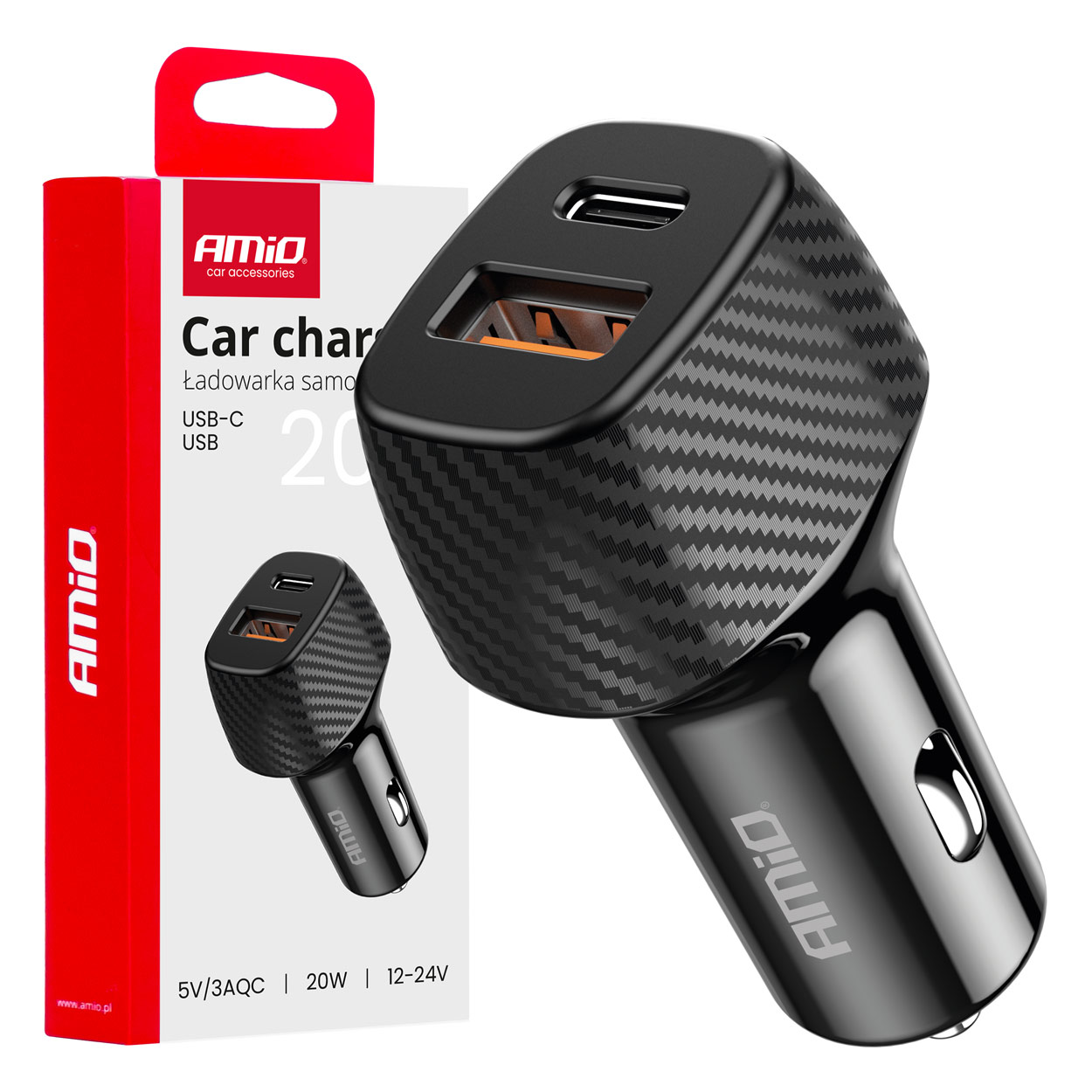 04282 Incarcator auto QC+PD 20 Р’С‚ USB-A+USB-C
