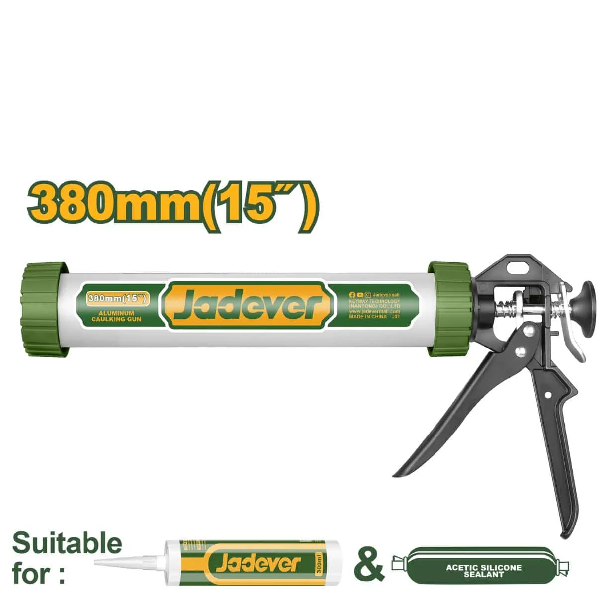 Pistol pentru silicon cu tub din aluminiu 380 mm Jadever