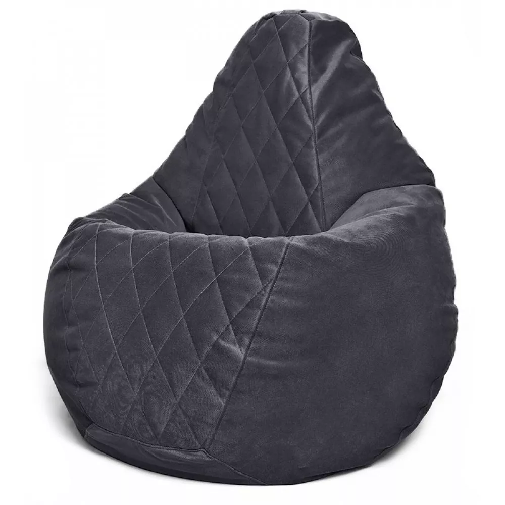 Fotoliu BeanBag din velur Maserrati "Romb", marimea "XXL" culoarea neagra