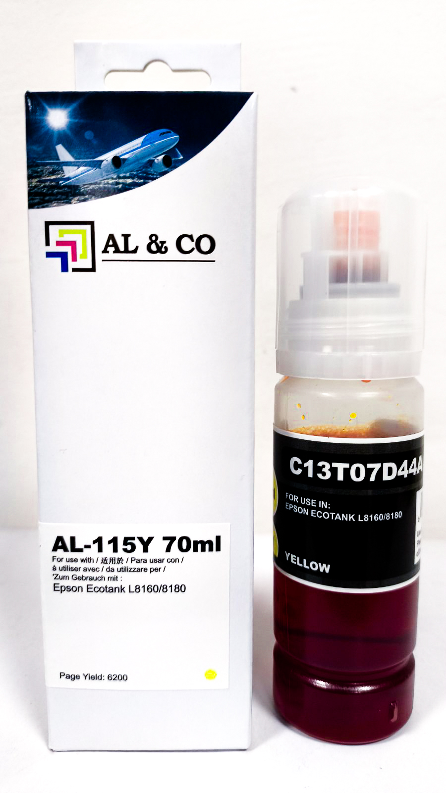 Cerneală Epson Premium compatibilă  T07D44A Yellow EcoTank 115 for L8160/8180, (70ml)