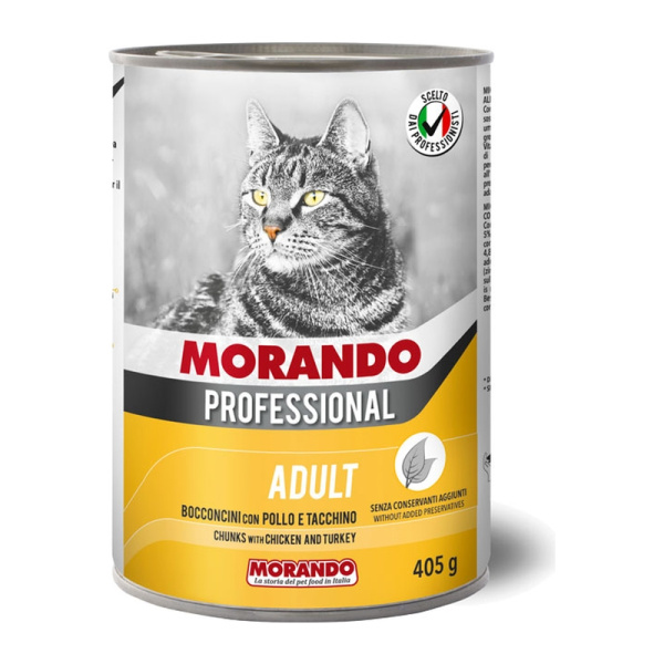 MORANDO bucati de conserve pentru pisici Professional Gatto   Pollo Tacchino gaina curcan 405g