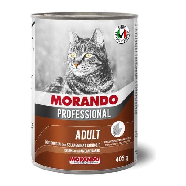 MORANDO bucati de conserve pentru pisici Professional Gatto  Selvaggina Coniglio vanat iepure 405g