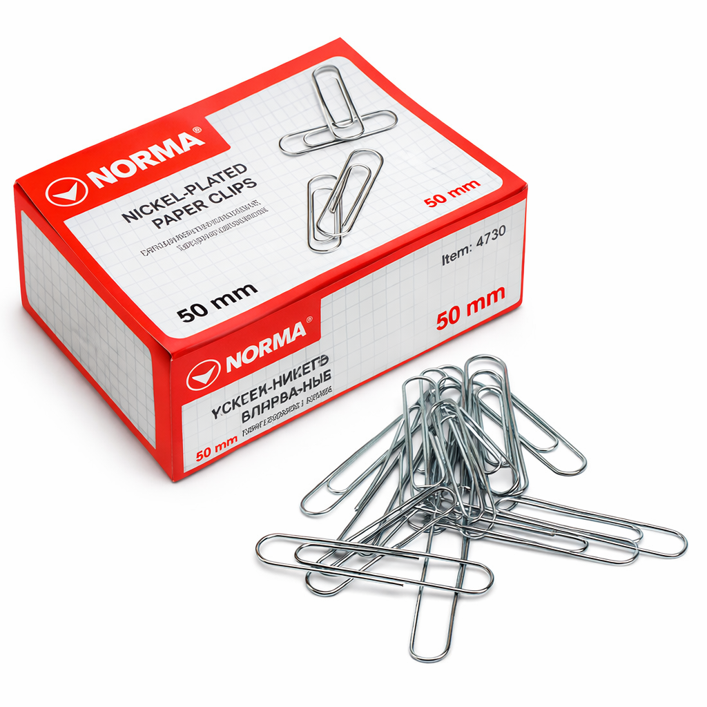 Agrafe metalice 50 mm Norma, agrafe birou pentru hartie si documente, paper clips metalice pentru organizare acte si arhivare, 100 buc/cutie