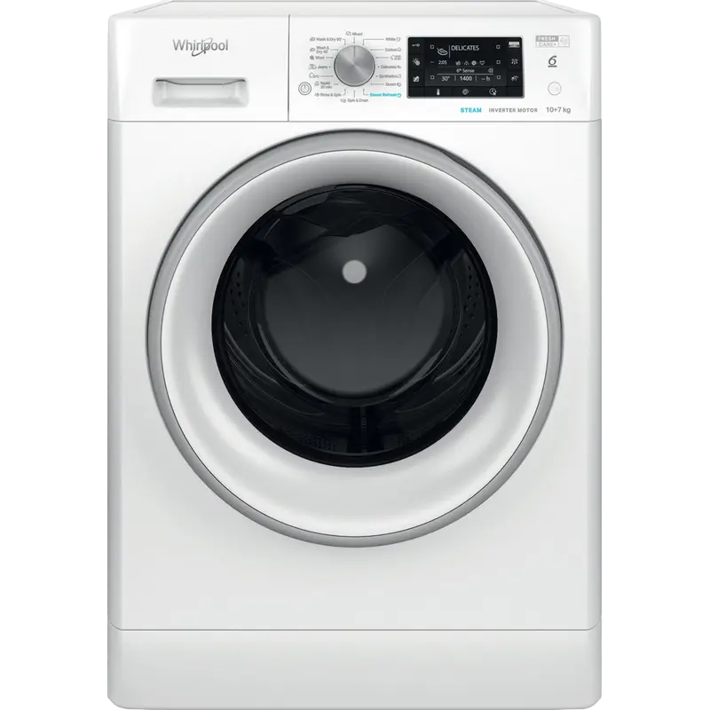 Mașină de spălat cu uscător Whirlpool FFWDD 1076258 SV EE, 10kg, Alb