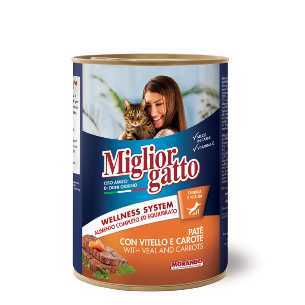 MORANDO conserve de pate pentru pisici Professional Gatto  PATE Vitello CAROTE  400g