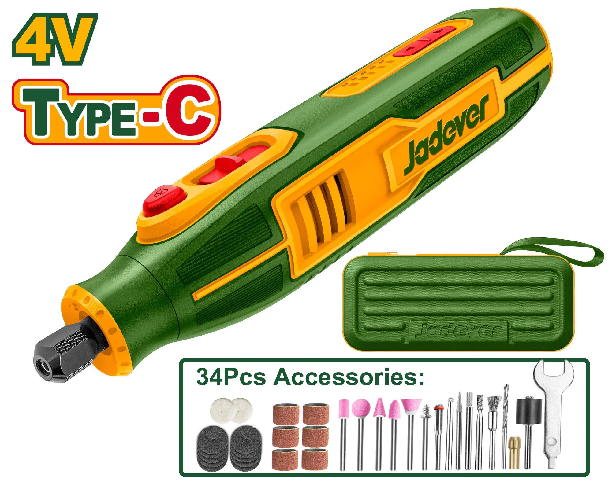 Mini-polizor drept (Gravor) cu acumulator 4V și accesorii; Jadever