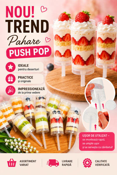 Push pops pahare , pentru sushi sau deserturi, set 10 buc