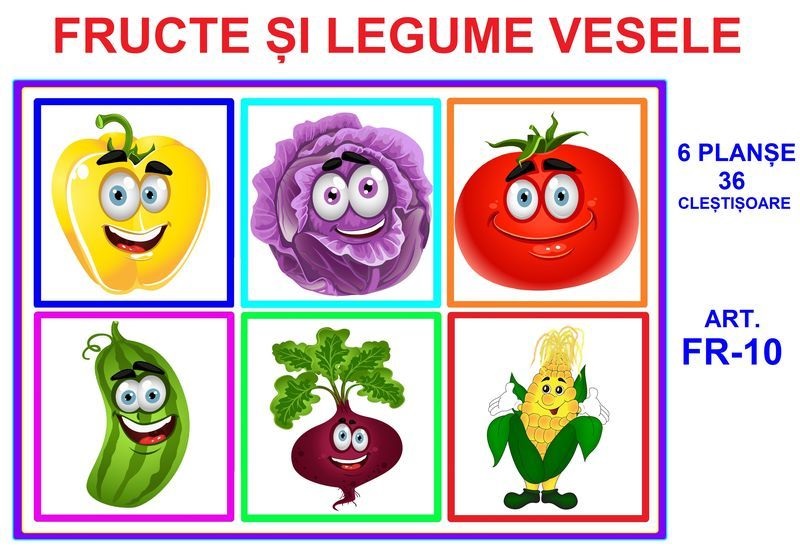 FR-10 Joc cu cleşte Fructe şi legume vesele