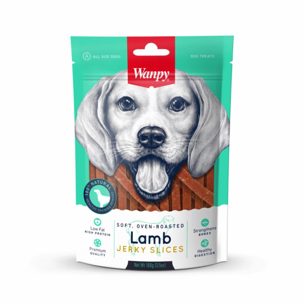 WANPY Soft, Oven-roasted Lamb Jerky Slices for DOG  100g x10 (official)