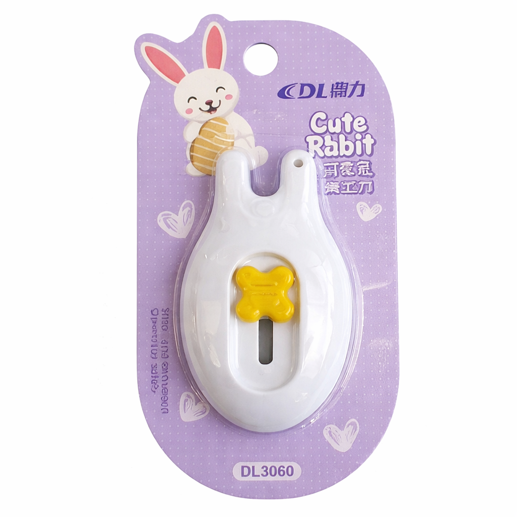 Cutter mini Cute Rabbit DL, mini cutter birou model iepuras, cutit utilitar compact pentru hartie carton plicuri, cutter portabil pentru birou scoala craft