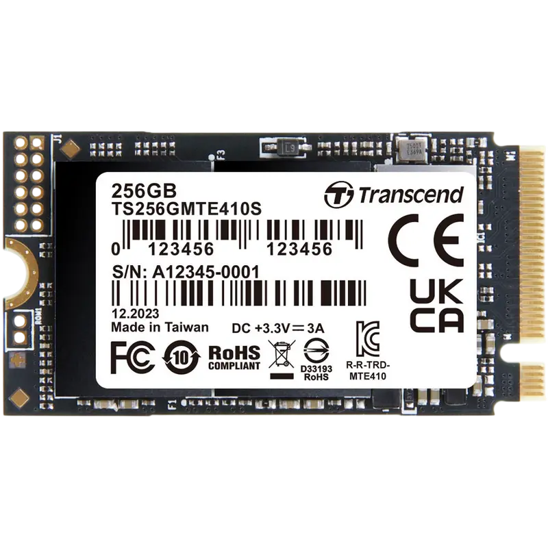 .M.2 NVMe SSD     256GB Transcend 410S [42mm, PCIe 4.0 x4, R/W:3000/1400MB/s, 190/330K IOPS, 150TBW]