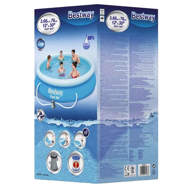Piscină gonflabilă Bestway 57274, 5377L, Albastru deschis