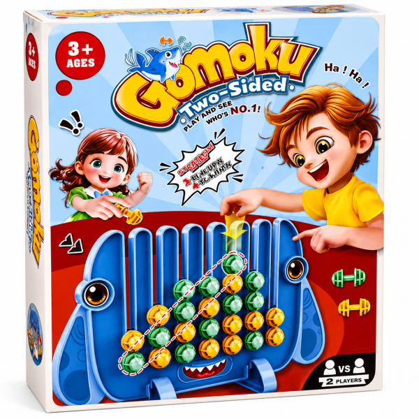 Joc educativ Gomoku pentru copii si familie, joc strategic de logica pentru 2 jucatori, 3+