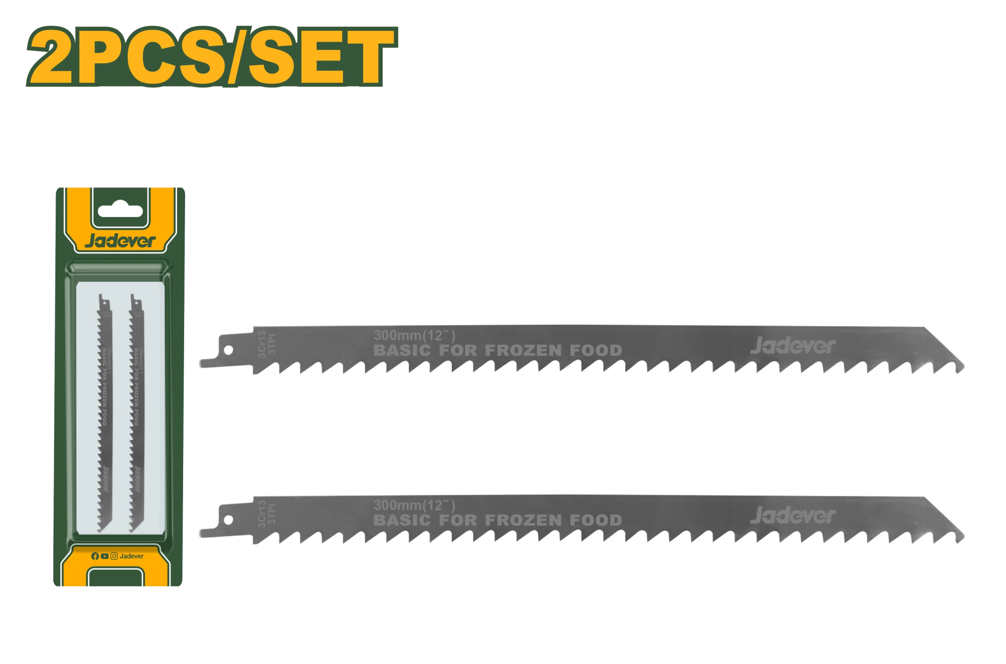 Set pânze (2 buc) pentru ferăstrău sabie 3TPI 300mm; JDJT1211K Jadever