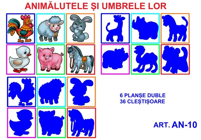 AN-10 Joc cu cleşte Animălute şi umbrele lor