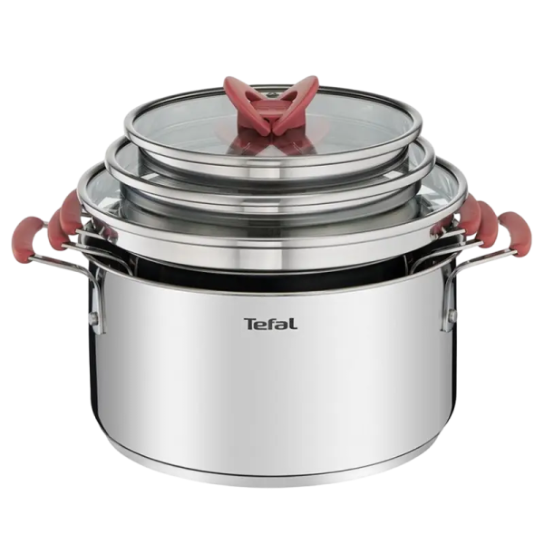 Set de vase Tefal Opti'Space, 5,2L, Oțel inoxidabil