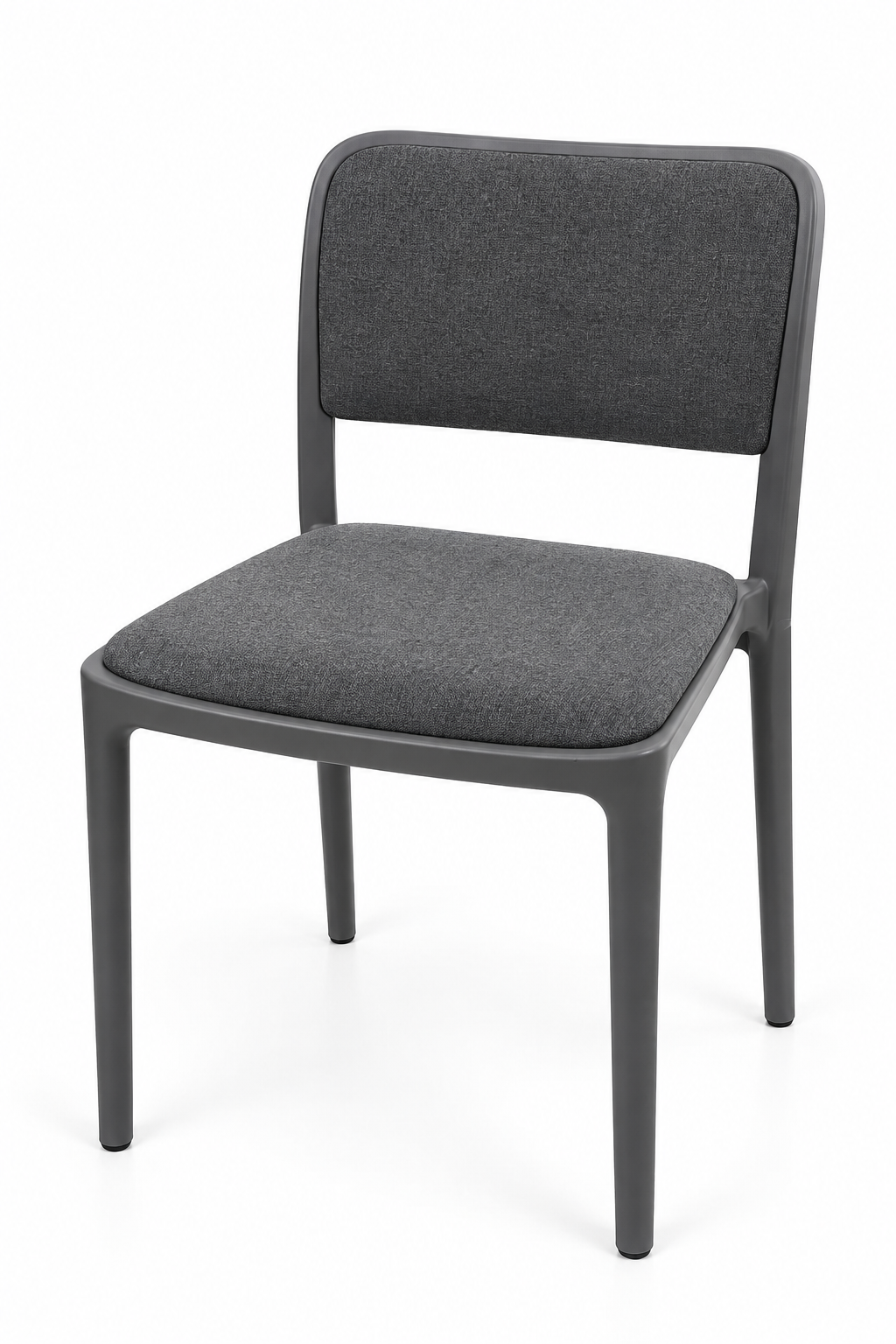 Scaun de dining cu șezut și spătar moi, din plastic, alb / gri / negru
