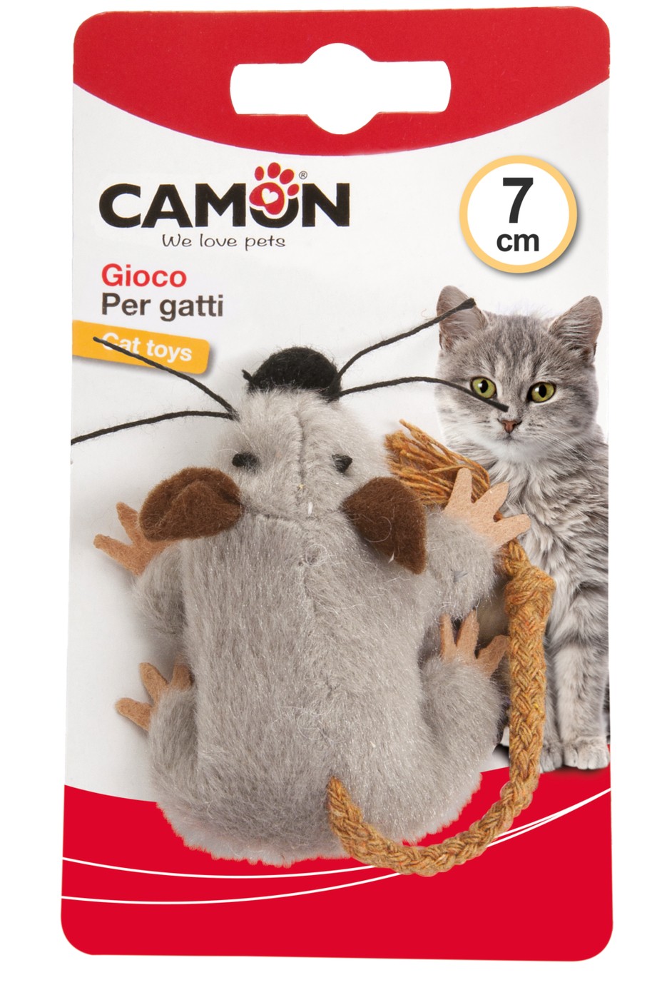 CAMON plush mouse w/rope tail,  jucărie pentru pisici