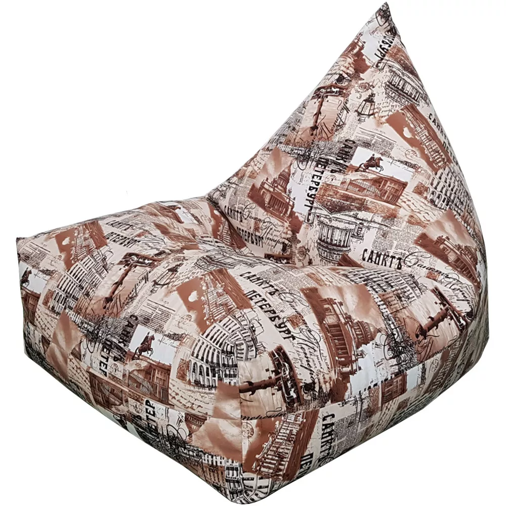 Fotoliu puf Bean Bag piramidă mărimea XL cu print Sankt Piterburg