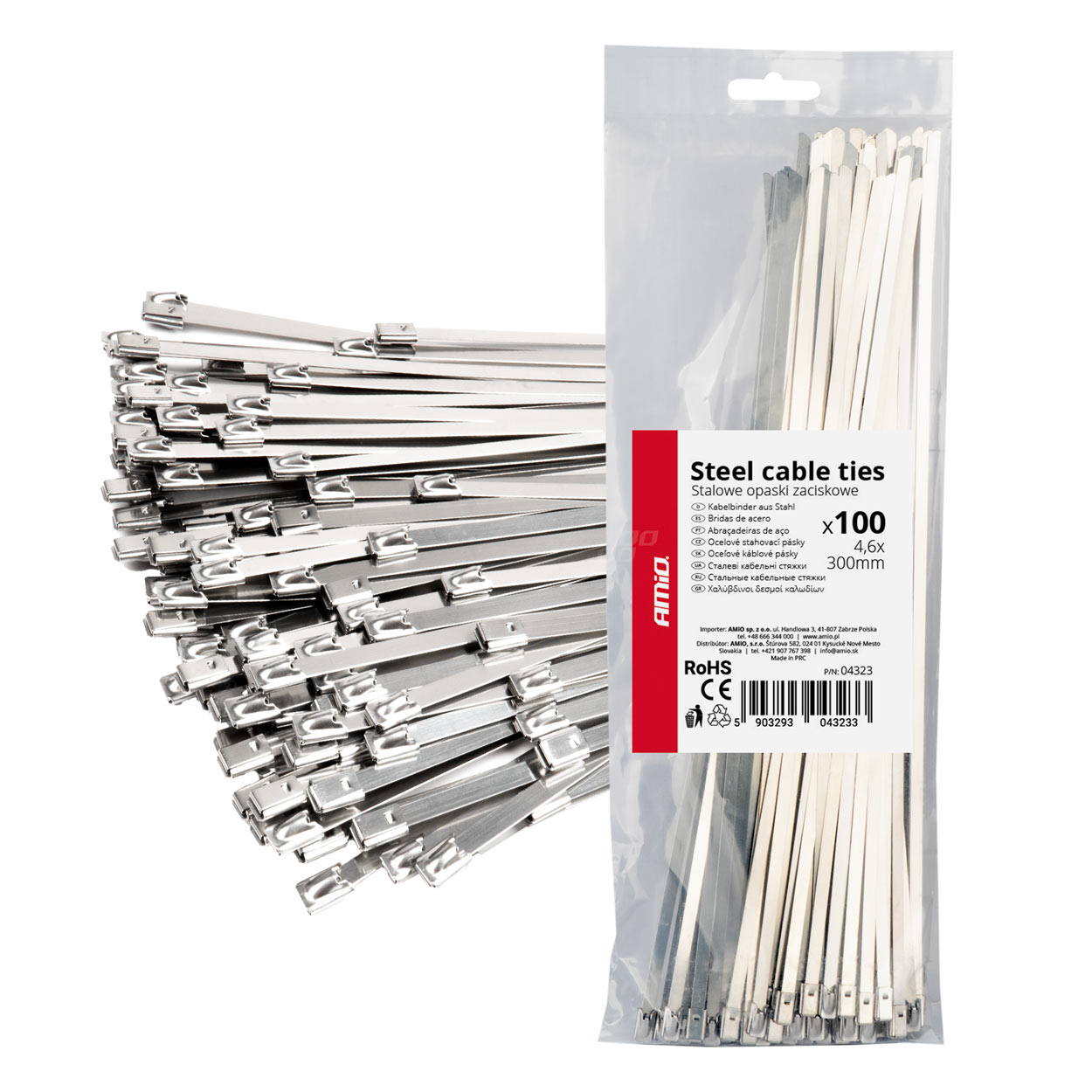 04323 Legaturi metalice din otel inoxidabi 4,6 С… 300mm 100 buc