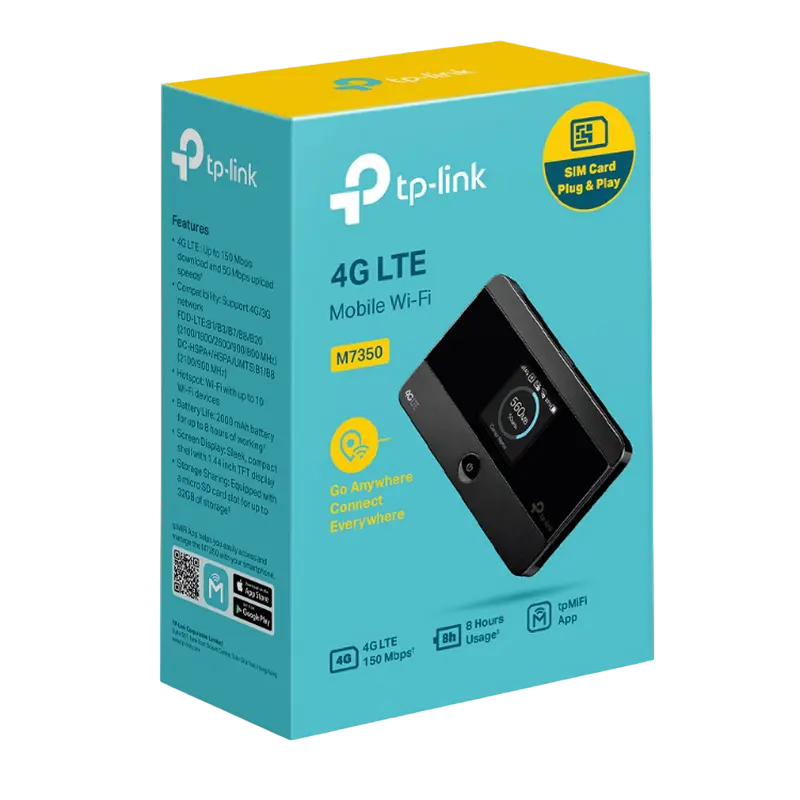 Wi-Fi Router mobil TP-LINK M7350, 2G, 3G, 4G, Negru