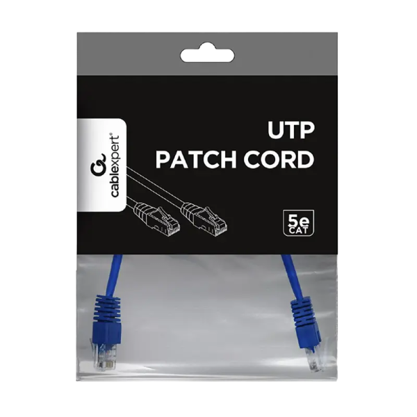 Patch cord Cablexpert PP12-0.25M/B, CAT5e UTP, 0,25m, Albastru