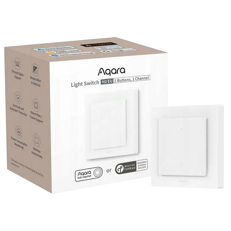 Comutator inteligent AQARA Light Switch H2, Alb