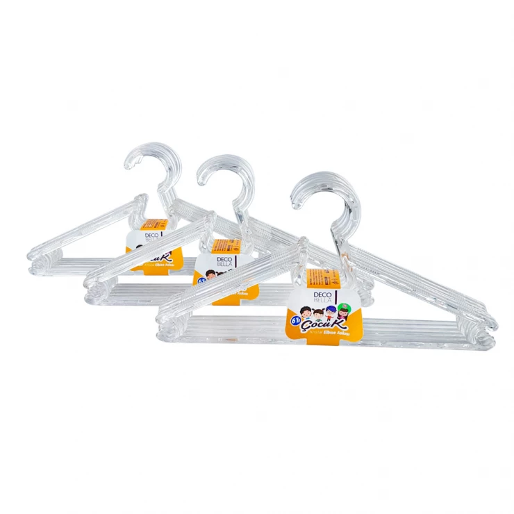 Umerase pentru hainele copiilor, DecoBella, transparente, 27cm, 6 buc