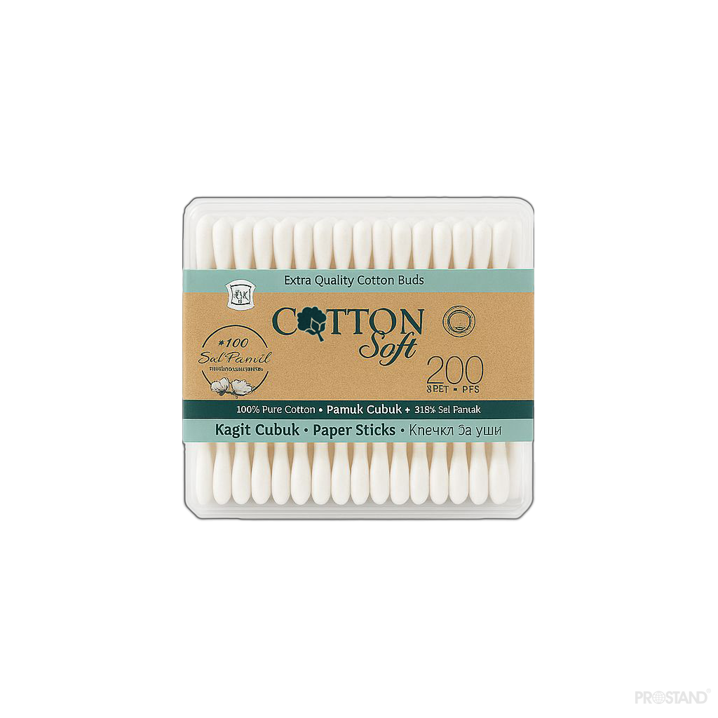 Cotton Soft ECO Betisoare igienice 200buc dreptunghi Paper stick