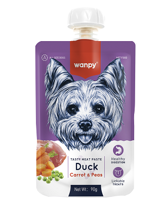 WANPY TASTY MEAT PASTE for DOG Rață, morcov și mazăre 90g x10 (official)