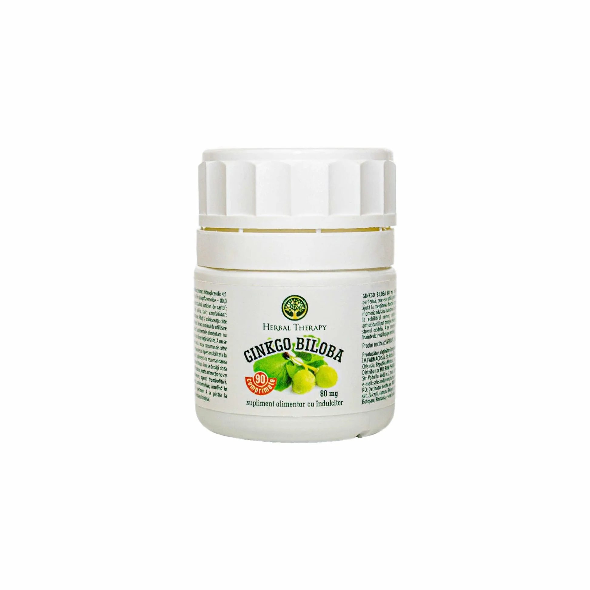 Ginkgo Biloba 80 mg - Susține memoria și concentrarea, 90 comprimate