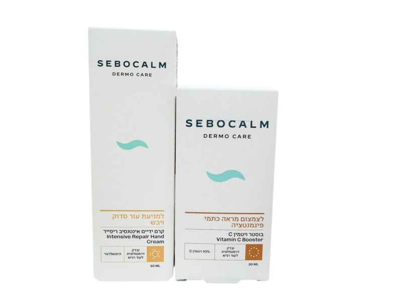 SET SeboCalm Dermo Care crema maini Reparatoare 50ml+SeboCalm Dermo Care Booster 10% Vitamin C 30ml