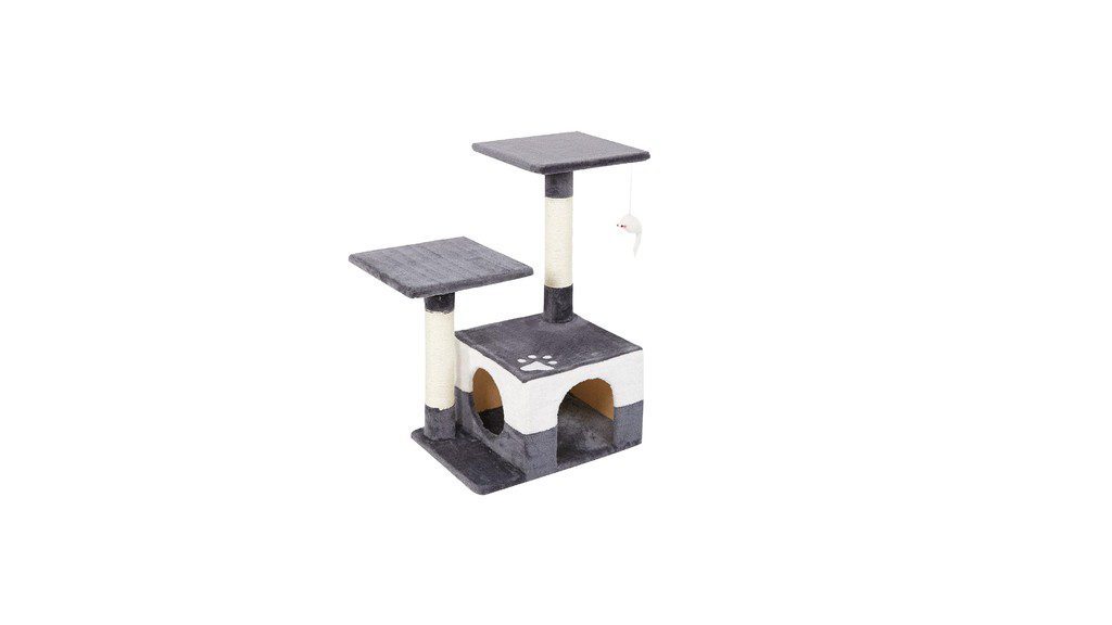 CAMON Scratching post with 2 posts and den, articol de ros gheare pentru pisici