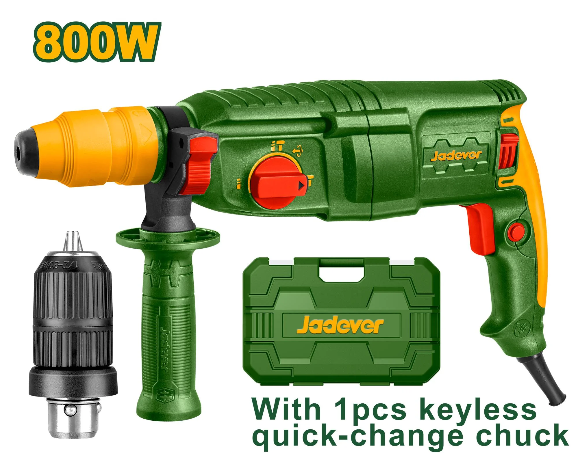 Ciocan rotopercutor 220-240V 800W, 0-1100rpm, 2,5J, 4000bpm,  SDS-PLus; JDRH1D26 Jadever