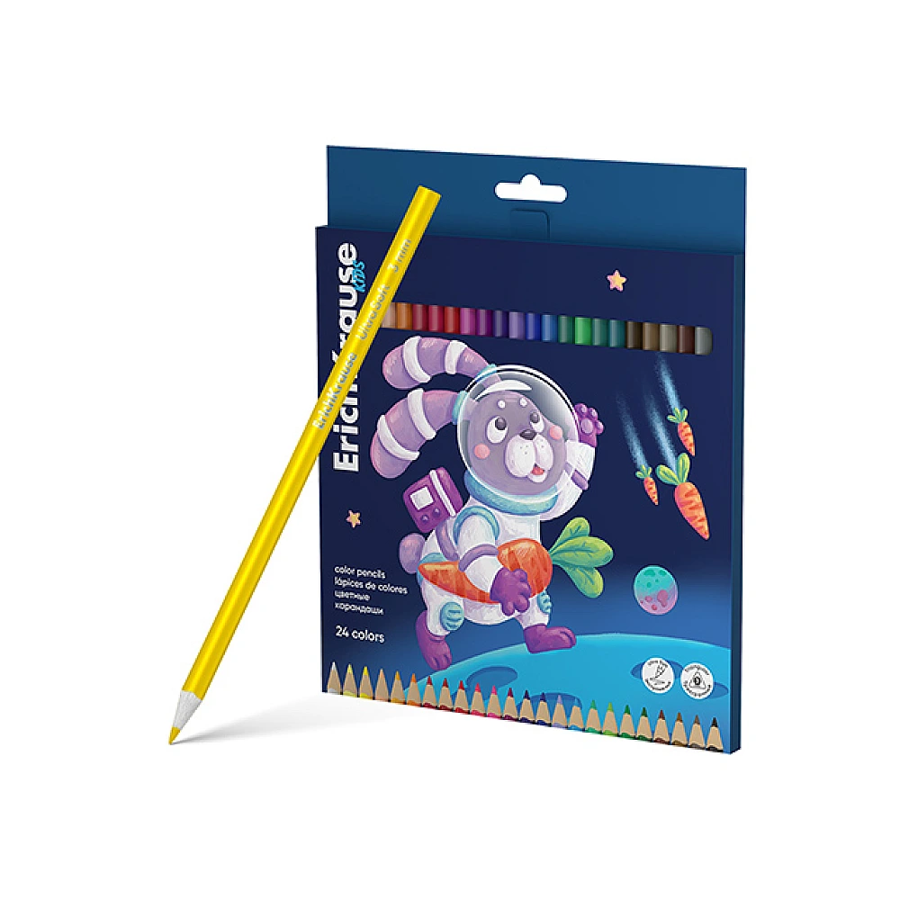 Set creioane colorate 24buc ErichKrause Kids Space Animals