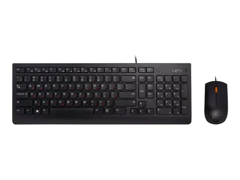 Set Tastatură + Mouse Lenovo 300 USB Combo, Cu fir, Negru