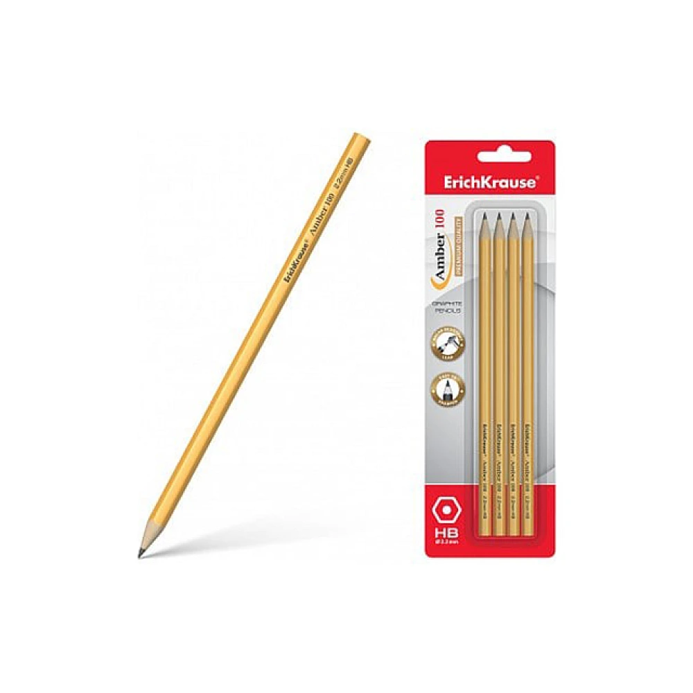 Set creioane simple 4buc HB ErichKrause Amber 100, blister