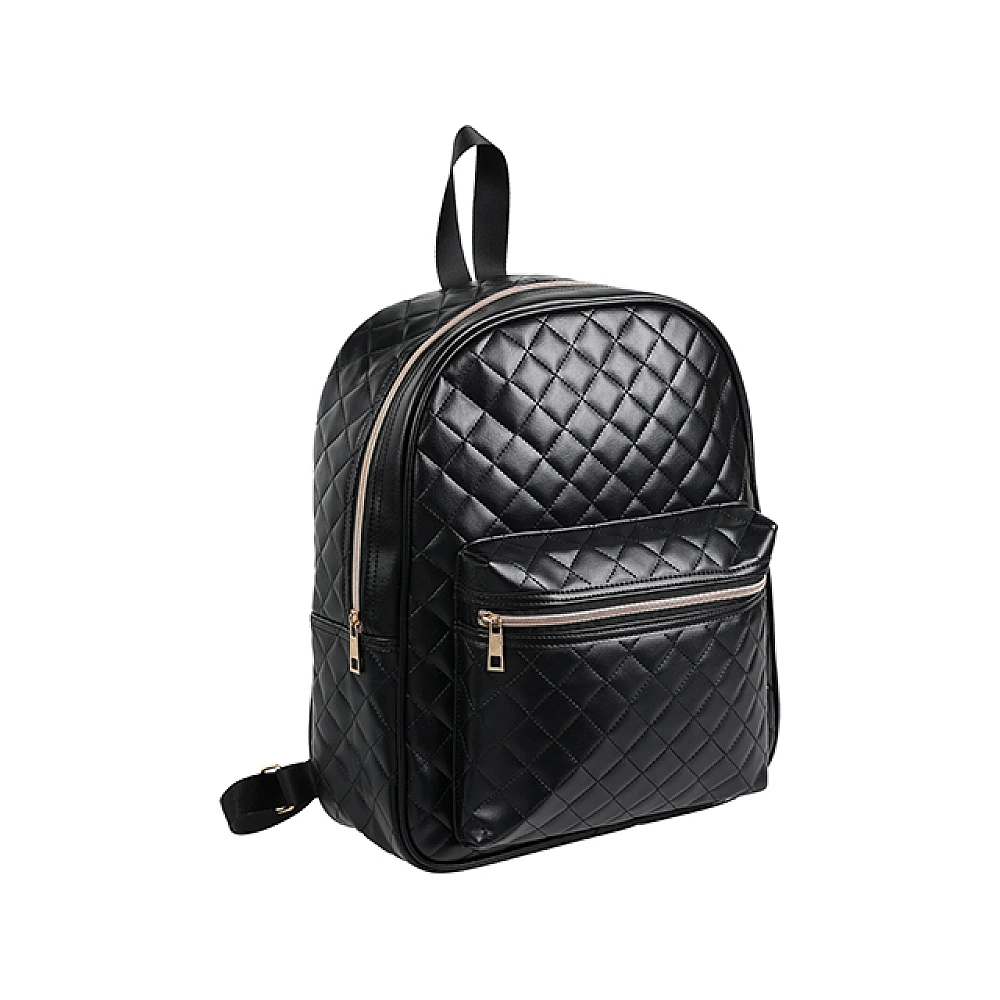 Rucsac ProWorld matlasat cu buzunar 35X12X30cm, piele ECO, negru