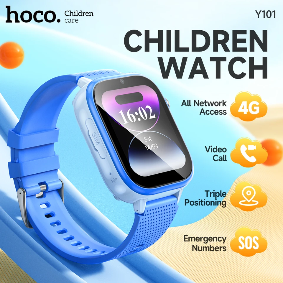 Ceas Smart pentru Copii Hoco Y101 Blue cu GPS și 4G (Nano-SIM)