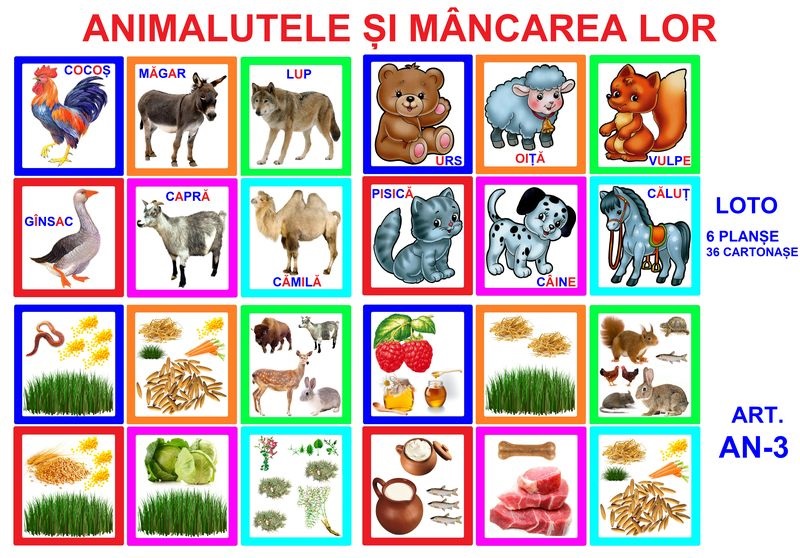 AN-3 Joc Loto Animalutele şi mâncarea lor