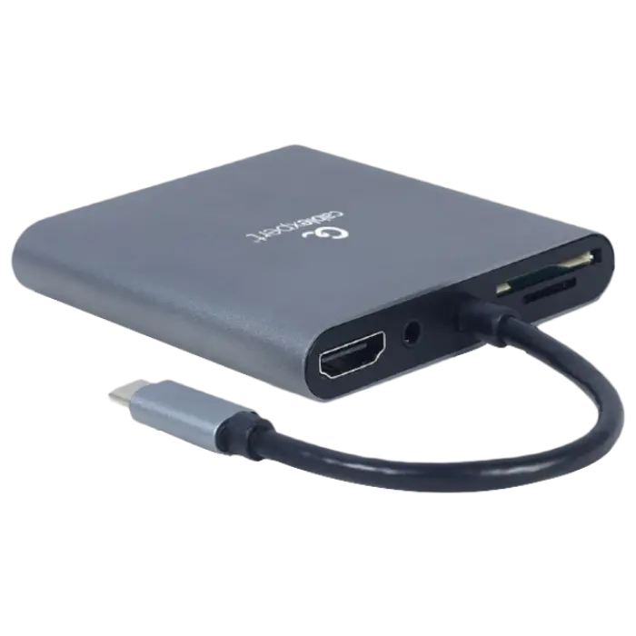 Adaptor Video Cablexpert A-CM-COMBO6-01, USB Type-C - VGA, HDMI, USB Type-C, USB Type-A, SD card-reader, Gri