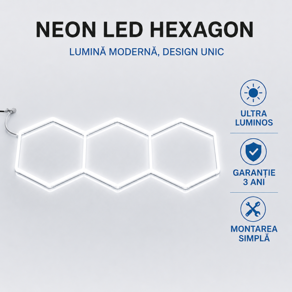 Corp de iluminat LED Modulara Hexagon (Kit de 3 hexagon) Ready to go