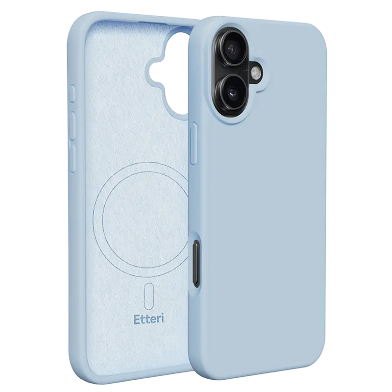 Husă Etteri Silicone Mag case pentru iPhone 16, Albastru deschis
