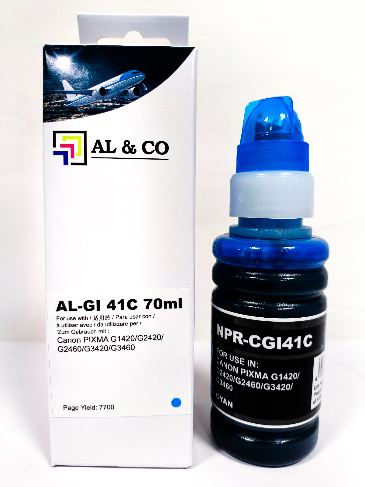 Cerneală Canon Premium compatibilă GI-41C Cyan for PIXMA G1420/ 2420/ 2430/ 2460/ 3420/ 3430/ 3460 70ml