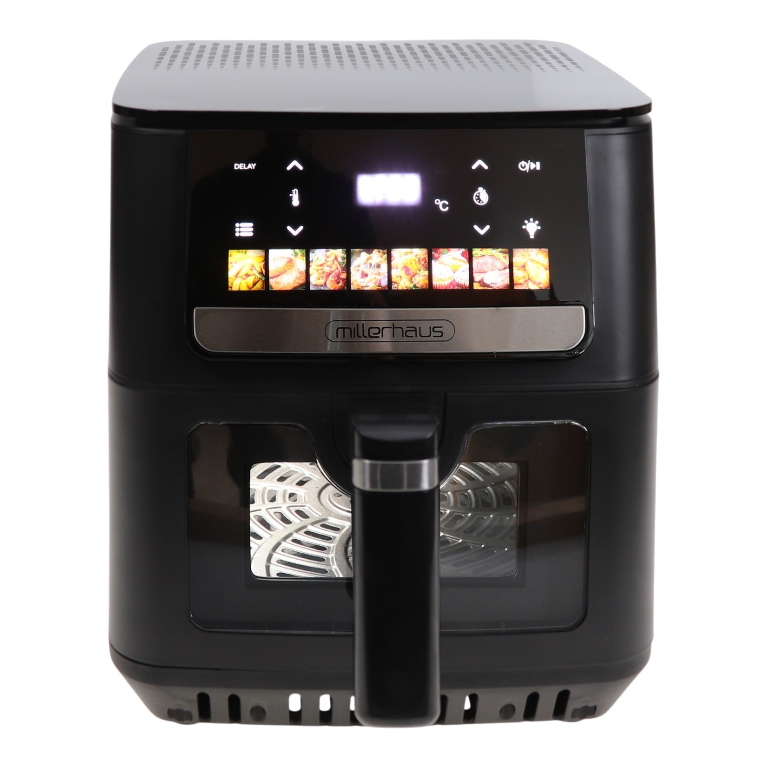 Grătar electric aerian Millerhaus, 8 L, putere 1800 W, încălzire dublă, multifuncțional.