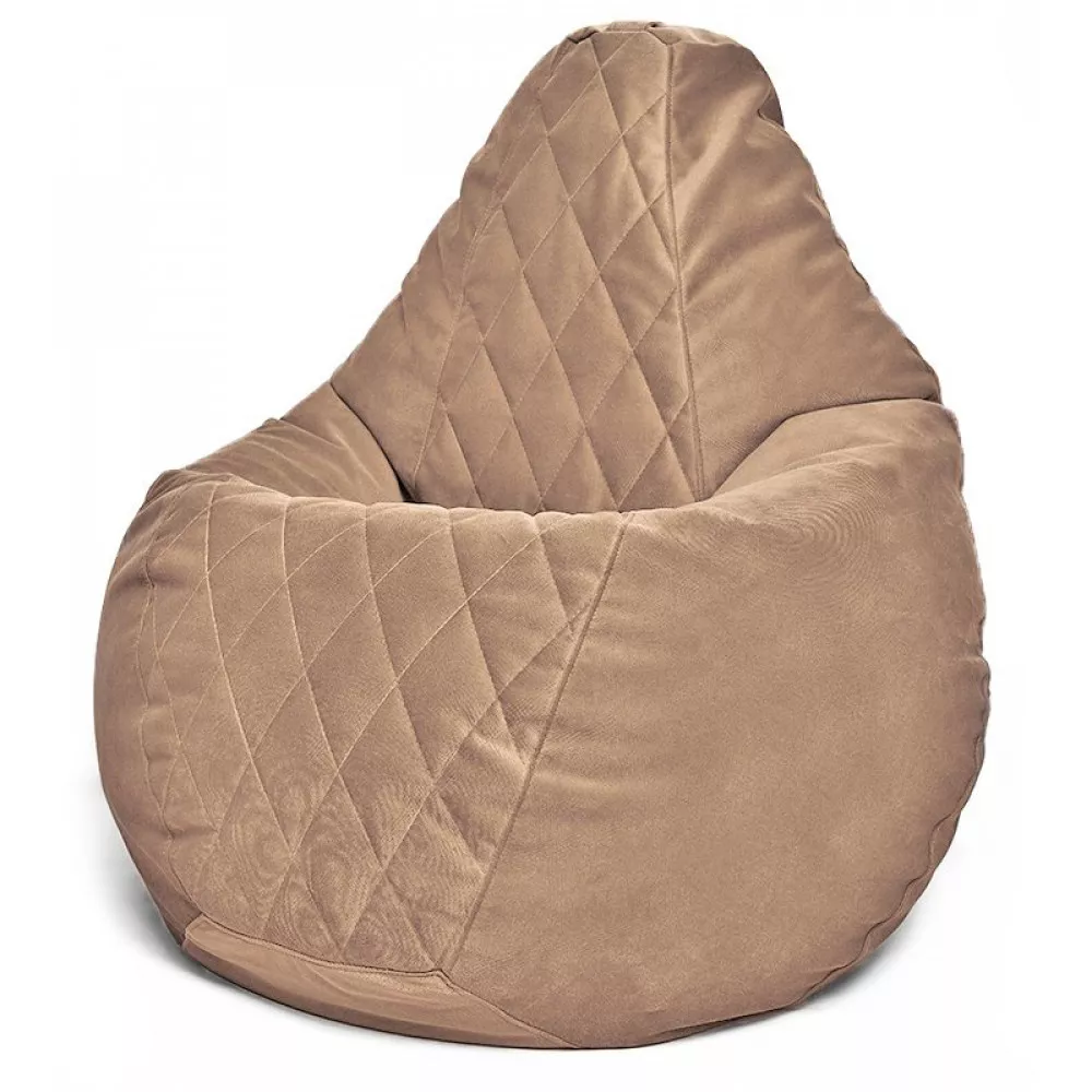 Fotoliu BeanBag din velur Maserrati "Romb", marimea "XXL" culoare cafea