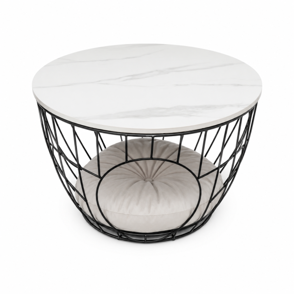 Măsuță de cafea Marble Nest White cu spațiu de depozitare 60x60 cm